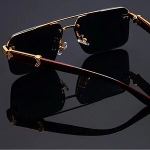 Classic retro wood grain men’s sunglasses